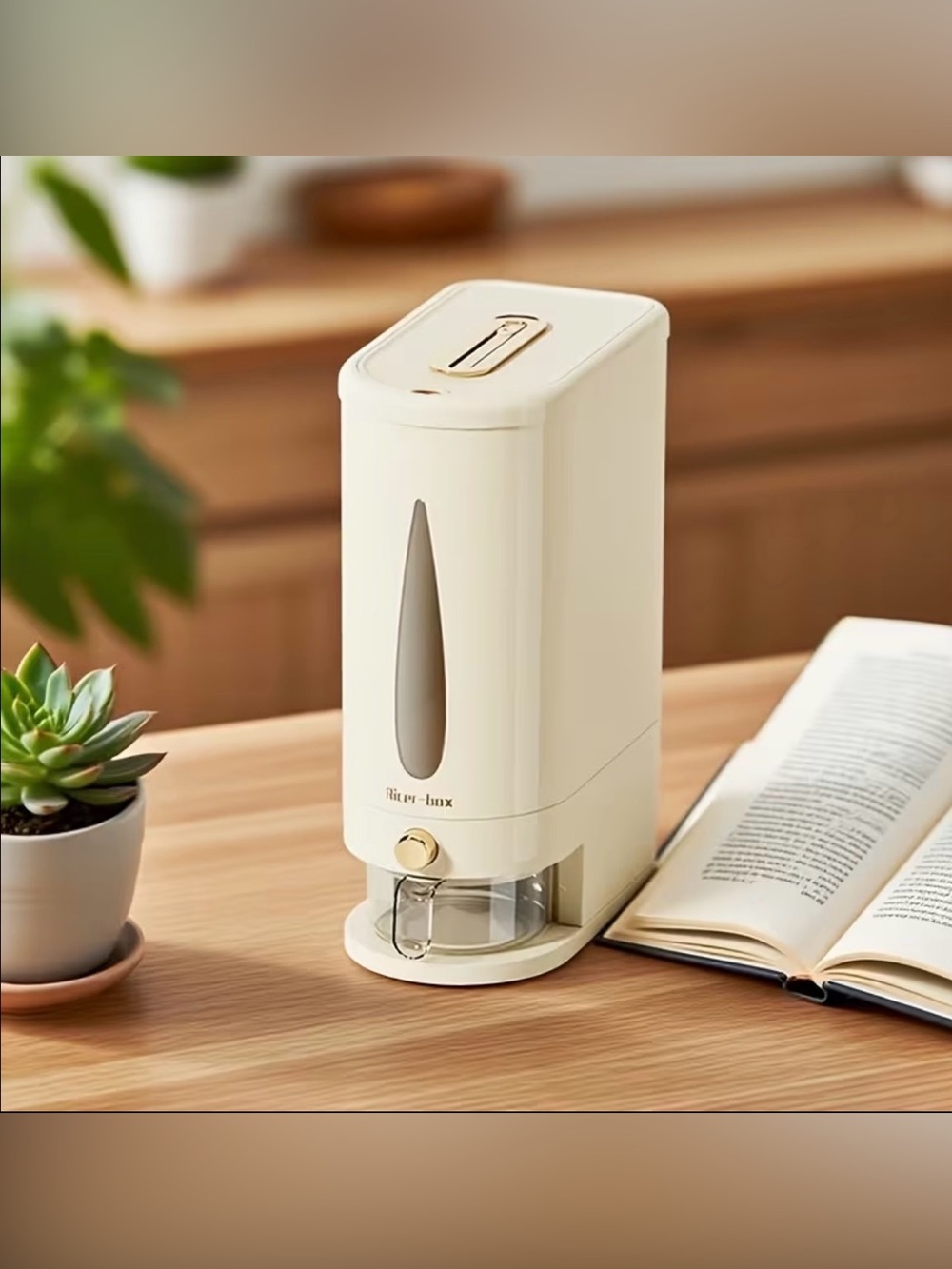 Cream Automatic Rice Dispenser with Measuring Cup - Picture 6 of 8
